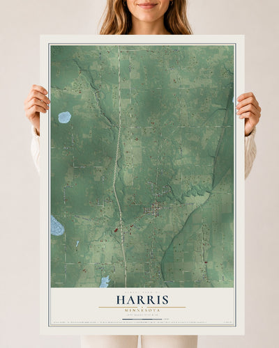 Map of Harris, Minnesota, 24 x 36 inch unframed archival matte print