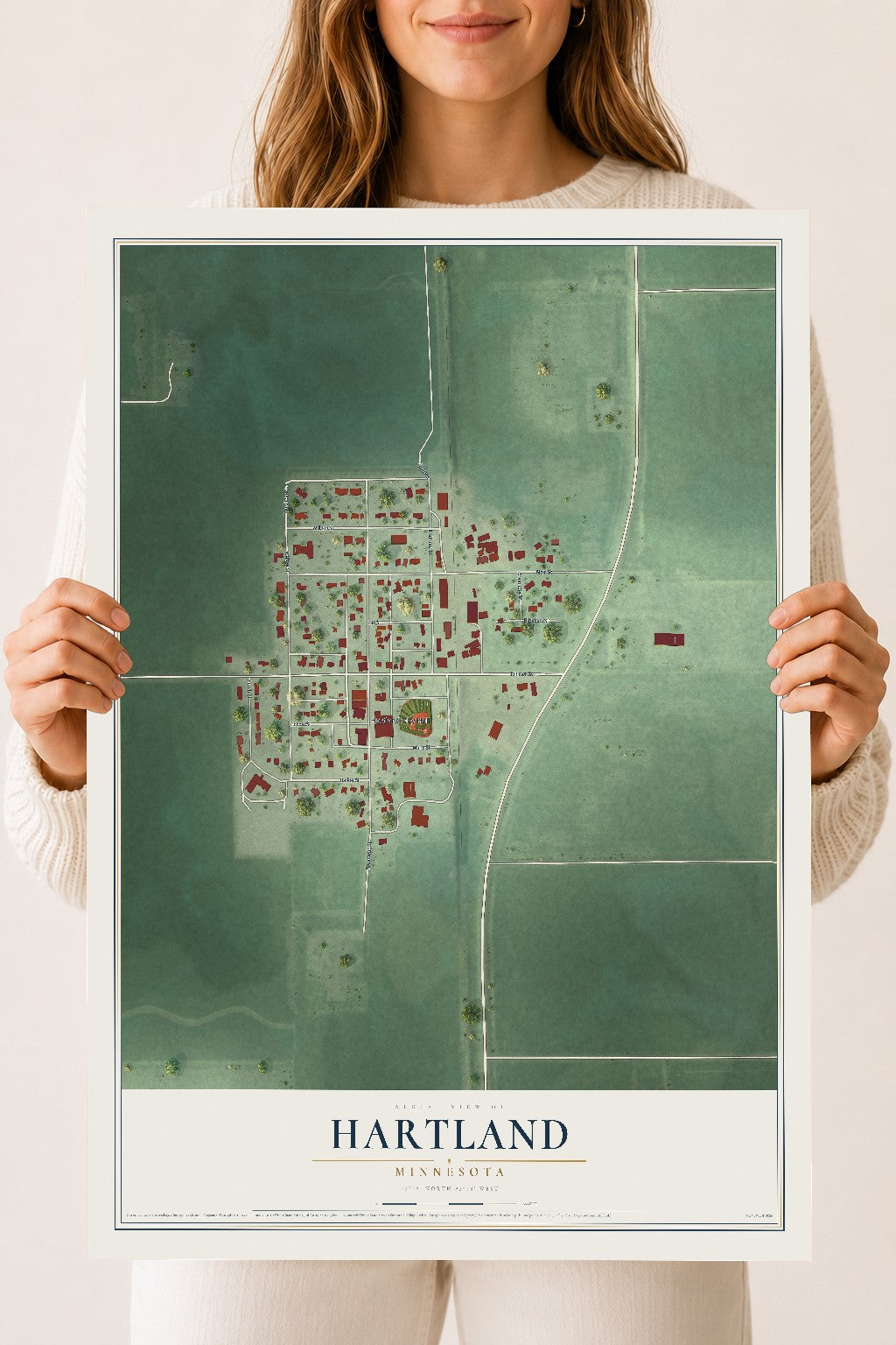 Map of Hartland, Minnesota, 18 x 24 inch unframed archival matte print