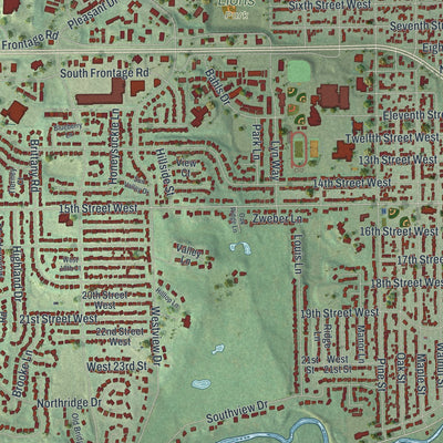 Close-up of the map of Hastings, Minnesota print showing street and building detail