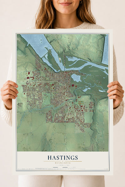 Map of Hastings, Minnesota, 18 x 24 inch unframed archival matte print