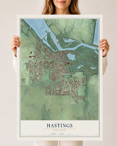 Map of Hastings, Minnesota, 24 x 36 inch unframed archival matte print