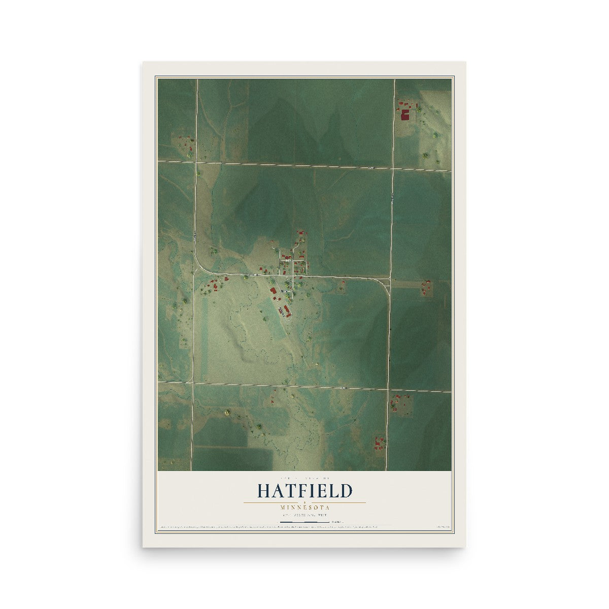 Map of Hatfield, Minnesota, 12 x 18 inch unframed archival matte print
