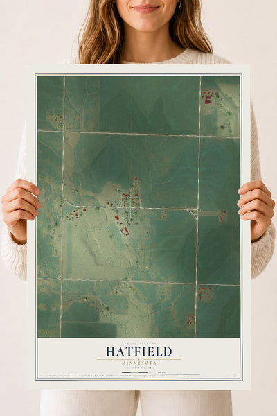 Map of Hatfield, Minnesota, 18 x 24 inch unframed archival matte print
