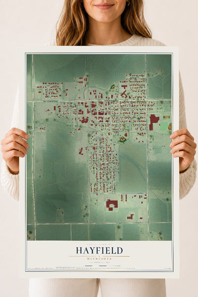 Map of Hayfield, Minnesota, 18 x 24 inch unframed archival matte print