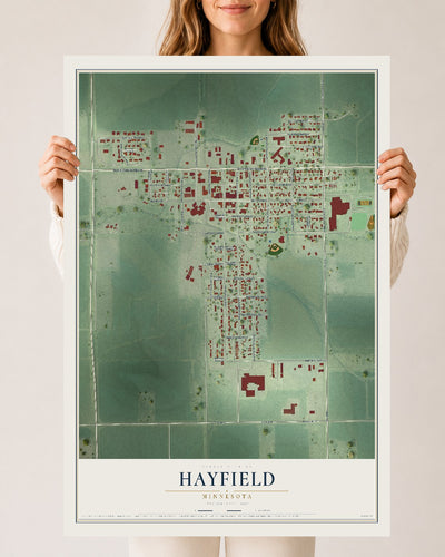 Map of Hayfield, Minnesota, 24 x 36 inch unframed archival matte print