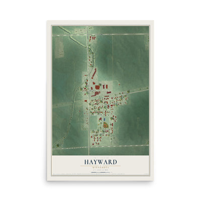 Map of Hayward, Minnesota, 12 x 18 inch unframed archival matte print