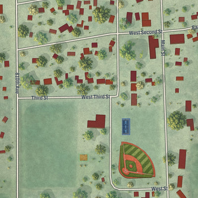 Close-up of the map of Hayward, Minnesota print showing street and building detail