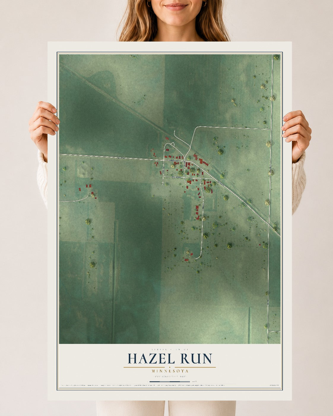 Map of Hazel Run, Minnesota, 24 x 36 inch unframed archival matte print