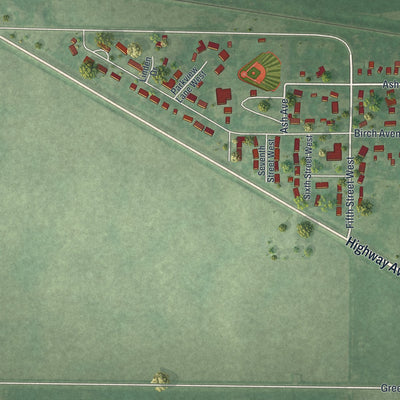 Second close-up of the map of Hector, Minnesota print showing more streets and buildings