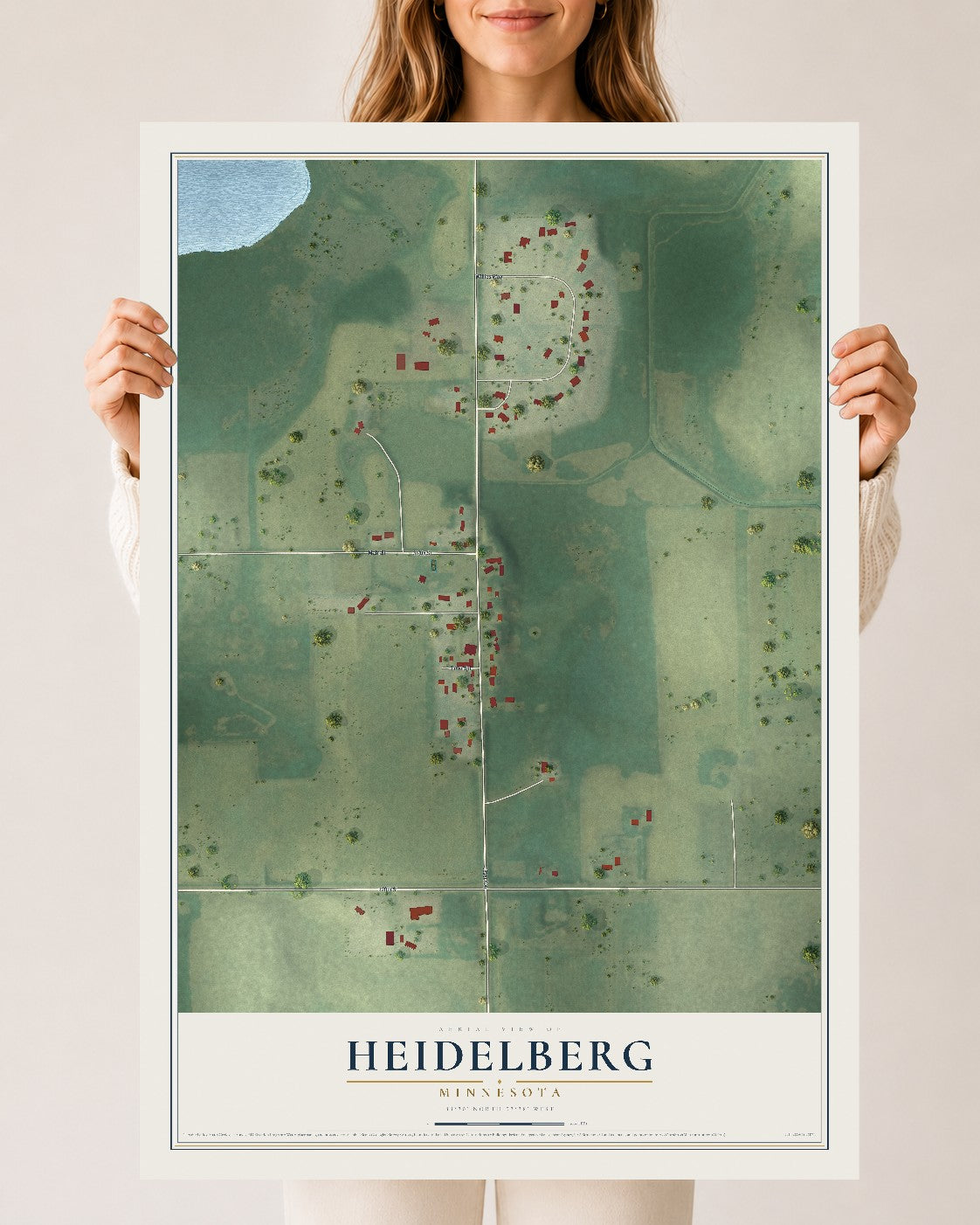Map of Heidelberg, Minnesota, 24 x 36 inch unframed archival matte print