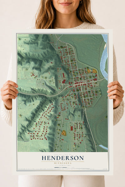 Map of Henderson, Minnesota, 18 x 24 inch unframed archival matte print