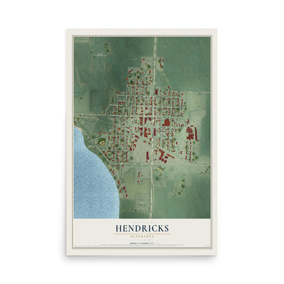 Map of Hendricks, Minnesota, 12 x 18 inch unframed archival matte print