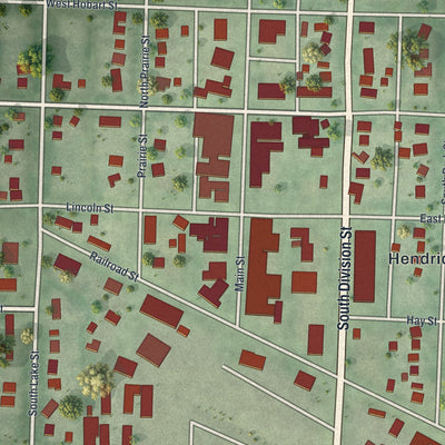 Close-up of the map of Hendricks, Minnesota print showing street and building detail