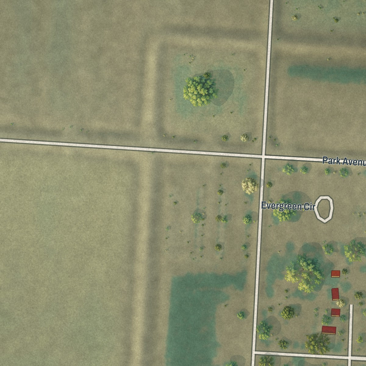 Second close-up of the map of Hendrum, Minnesota print showing more streets and buildings