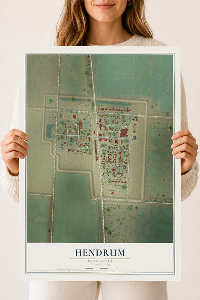 Map of Hendrum, Minnesota, 18 x 24 inch unframed archival matte print