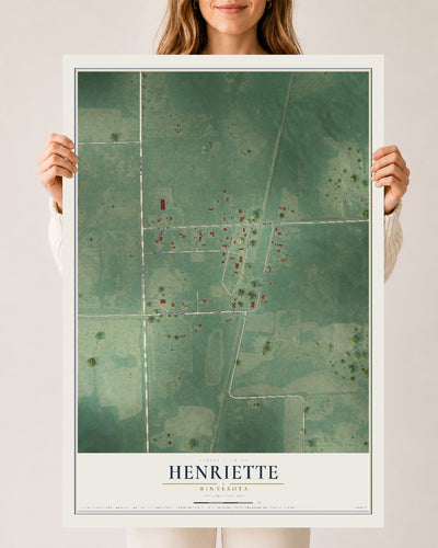 Map of Henriette, Minnesota, 24 x 36 inch unframed archival matte print