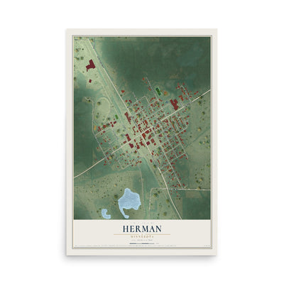 Map of Herman, Minnesota, 12 x 18 inch unframed archival matte print