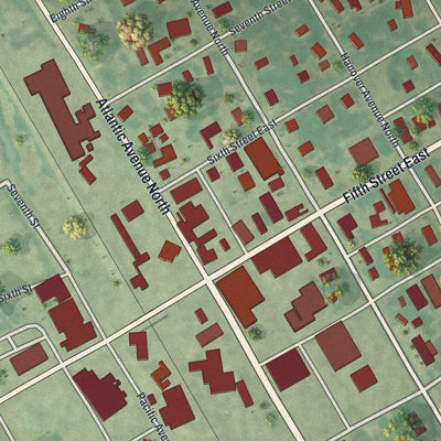Close-up of the map of Herman, Minnesota print showing street and building detail