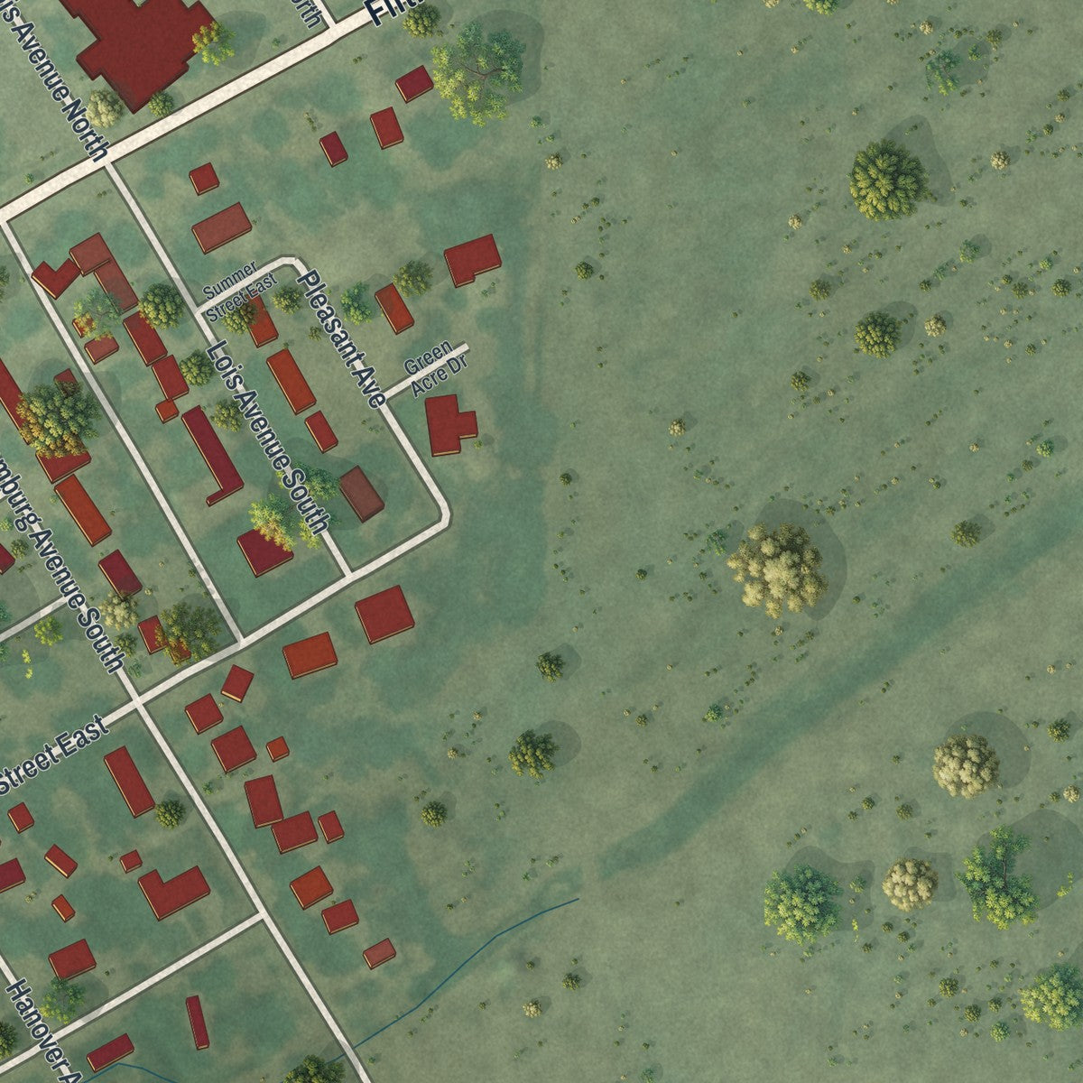 Second close-up of the map of Herman, Minnesota print showing more streets and buildings