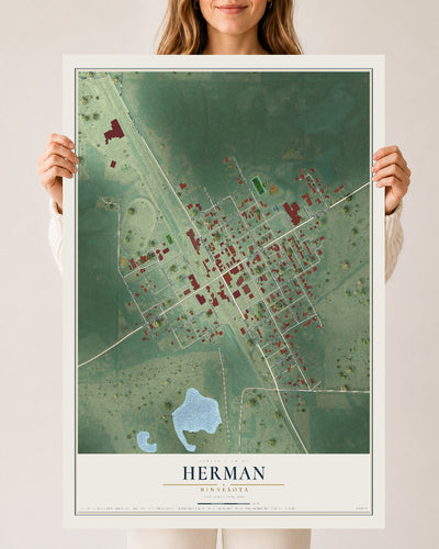 Map of Herman, Minnesota, 24 x 36 inch unframed archival matte print