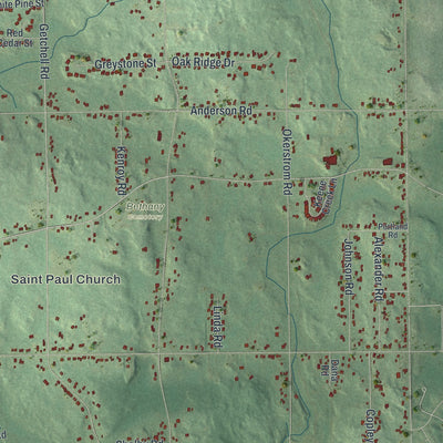 Second close-up of the map of Hermantown, Minnesota print showing more streets and buildings