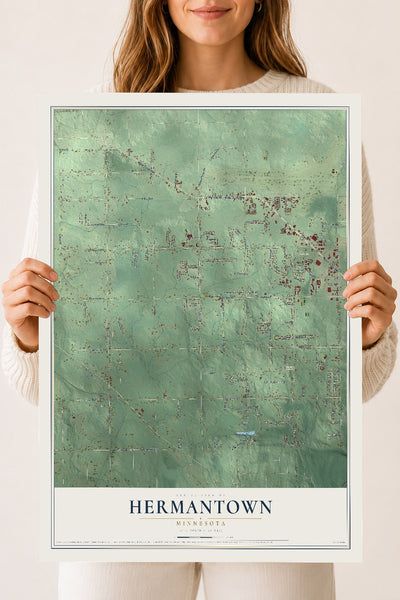 Map of Hermantown, Minnesota, 18 x 24 inch unframed archival matte print