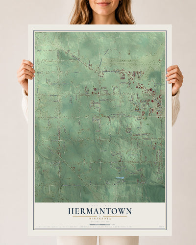 Map of Hermantown, Minnesota, 24 x 36 inch unframed archival matte print