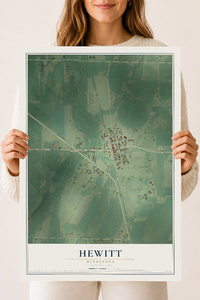 Map of Hewitt, Minnesota, 18 x 24 inch unframed archival matte print