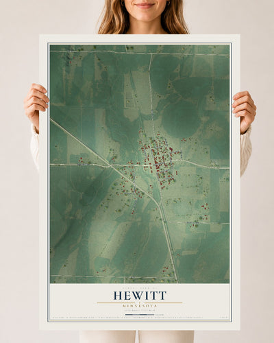 Map of Hewitt, Minnesota, 24 x 36 inch unframed archival matte print