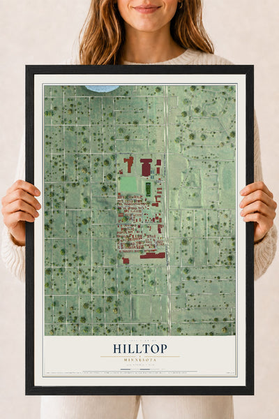 Map of Hilltop, Minnesota, 18 x 24 inch print in a black wood frame