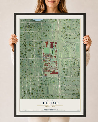 Map of Hilltop, Minnesota, 24 x 36 inch print in a black wood frame