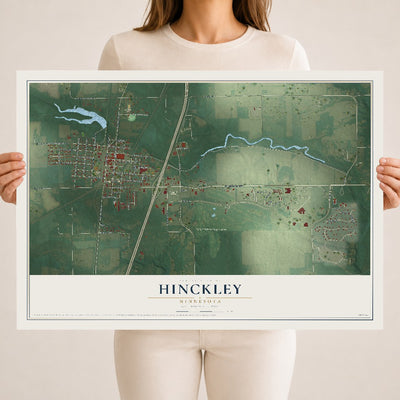 Map of Hinckley, Minnesota, 18 x 24 inch unframed archival matte print