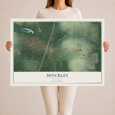 Map of Hinckley, Minnesota, 24 x 36 inch unframed archival matte print
