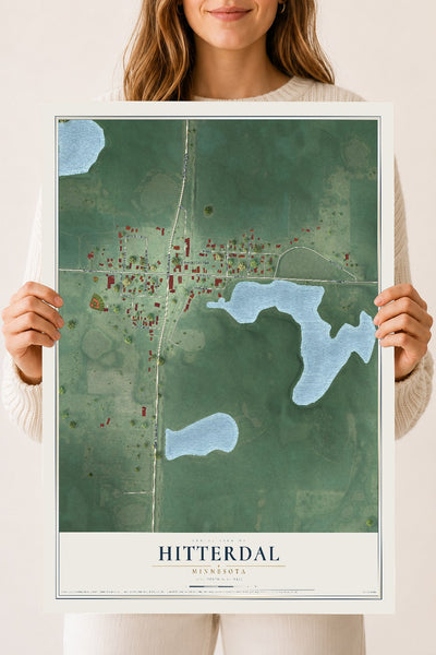 Map of Hitterdal, Minnesota, 18 x 24 inch unframed archival matte print