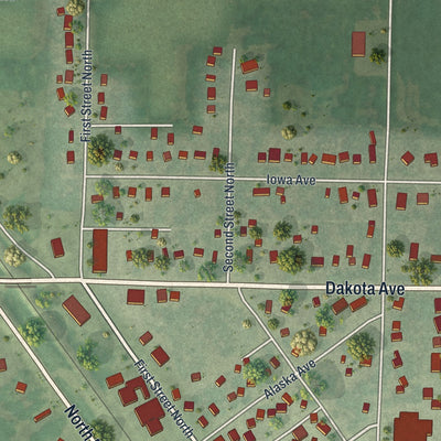 Close-up of the map of Hoffman, Minnesota print showing street and building detail