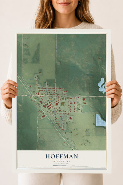 Map of Hoffman, Minnesota, 18 x 24 inch unframed archival matte print