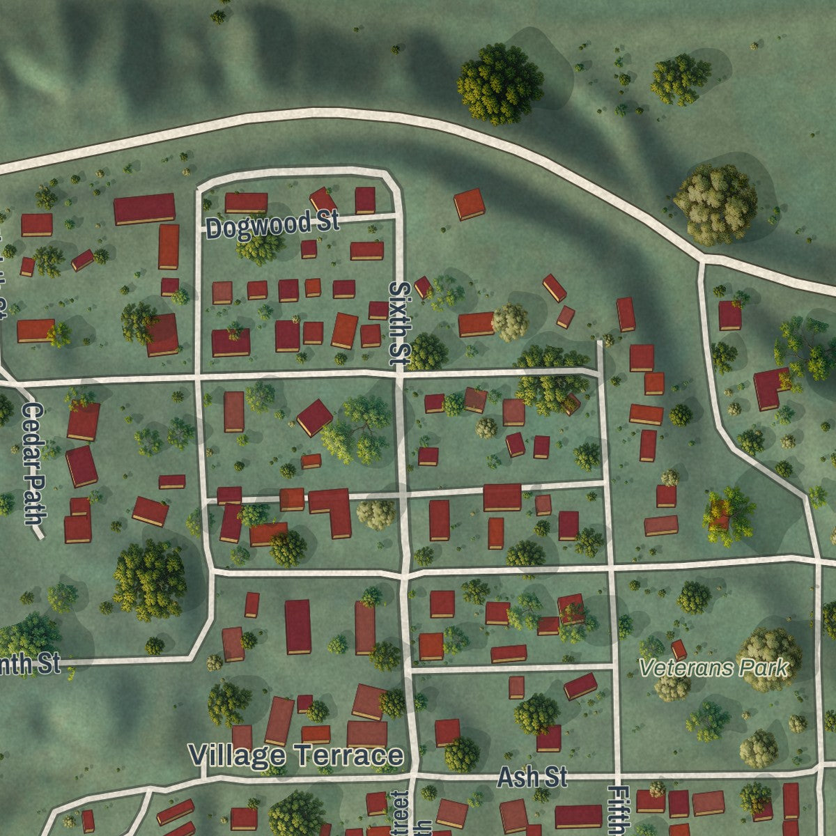 Close-up of the map of Hokah, Minnesota print showing street and building detail