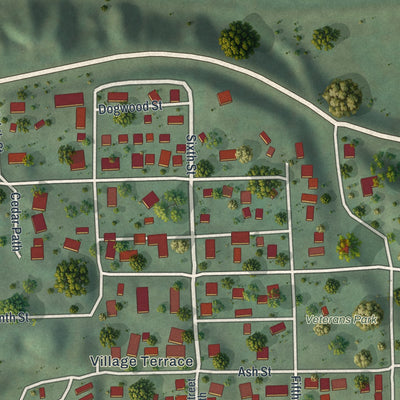 Close-up of the map of Hokah, Minnesota print showing street and building detail