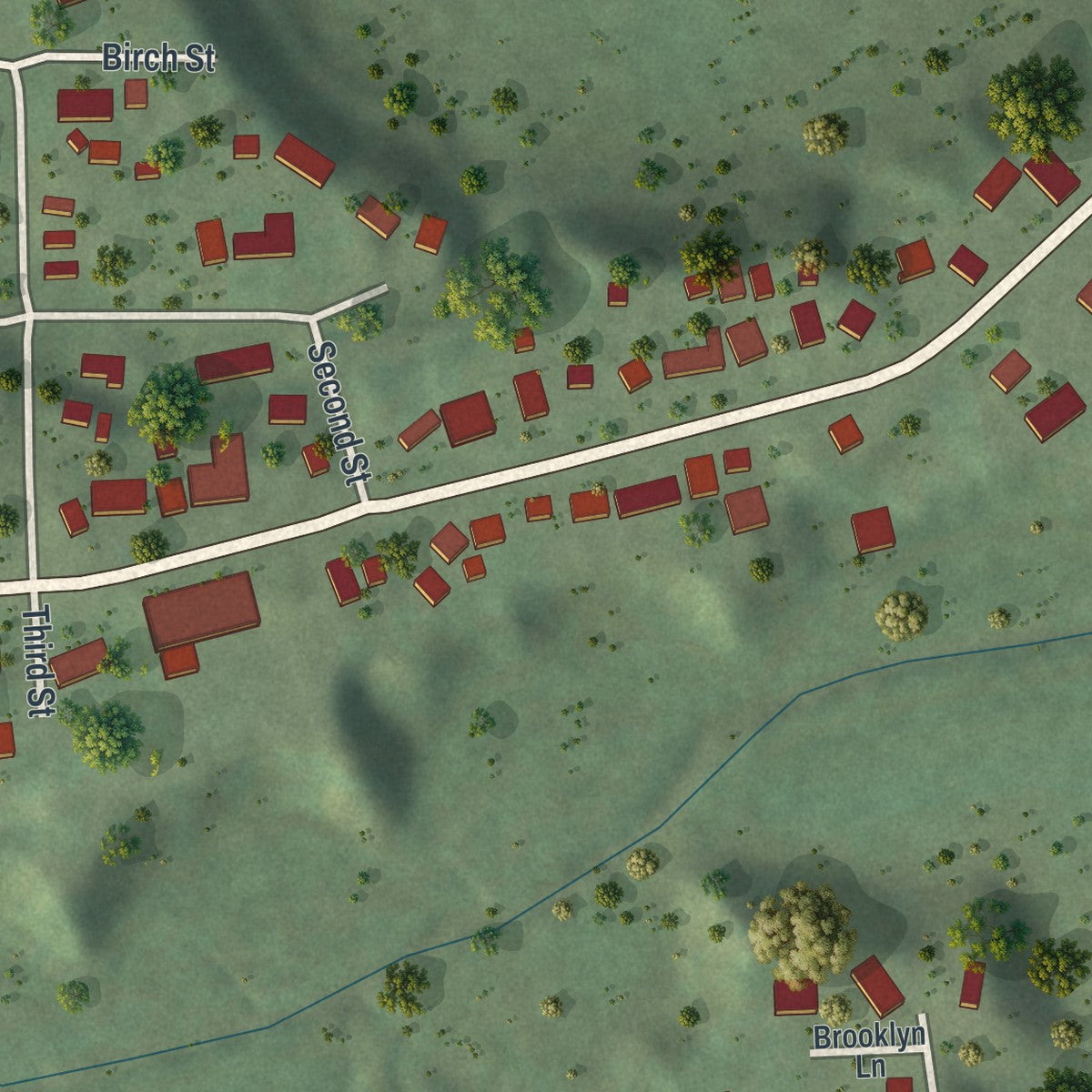 Second close-up of the map of Hokah, Minnesota print showing more streets and buildings