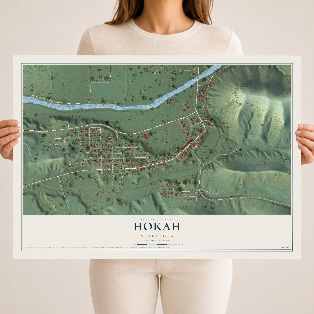 Map of Hokah, Minnesota, 18 x 24 inch unframed archival matte print