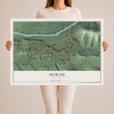 Map of Hokah, Minnesota, 24 x 36 inch unframed archival matte print