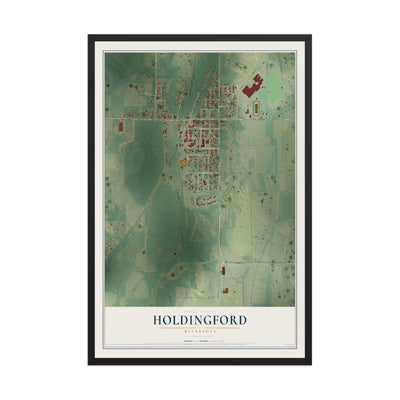 Map of Holdingford, Minnesota, 12 x 18 inch print in a black wood frame