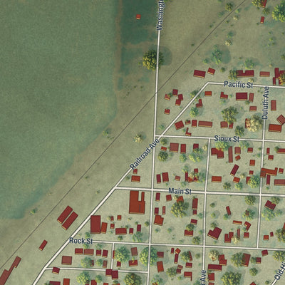 Close-up of the map of Holland, Minnesota print showing street and building detail