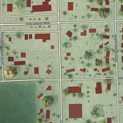 Close-up of the map of Hollandale, Minnesota print showing street and building detail