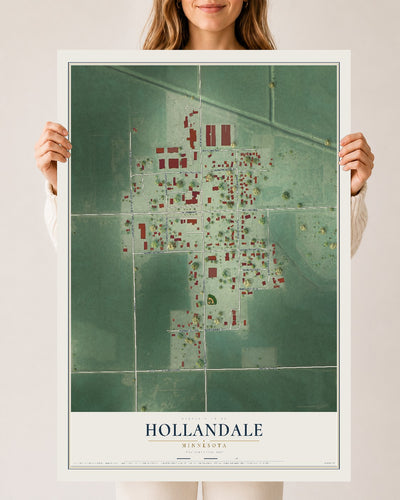 Map of Hollandale, Minnesota, 24 x 36 inch unframed archival matte print