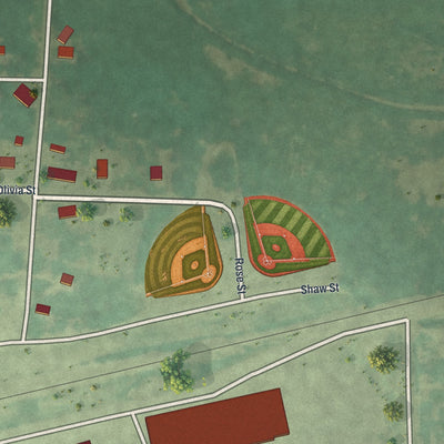 Second close-up of the map of Holloway, Minnesota print showing more streets and buildings