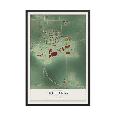 Map of Holloway, Minnesota, 12 x 18 inch print in a black wood frame
