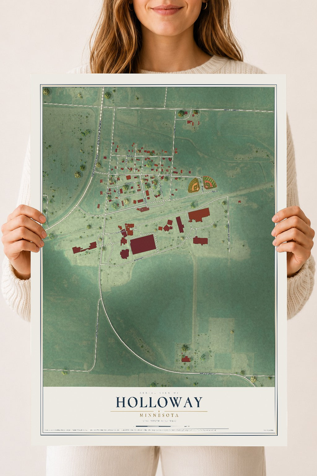 Map of Holloway, Minnesota, 18 x 24 inch unframed archival matte print