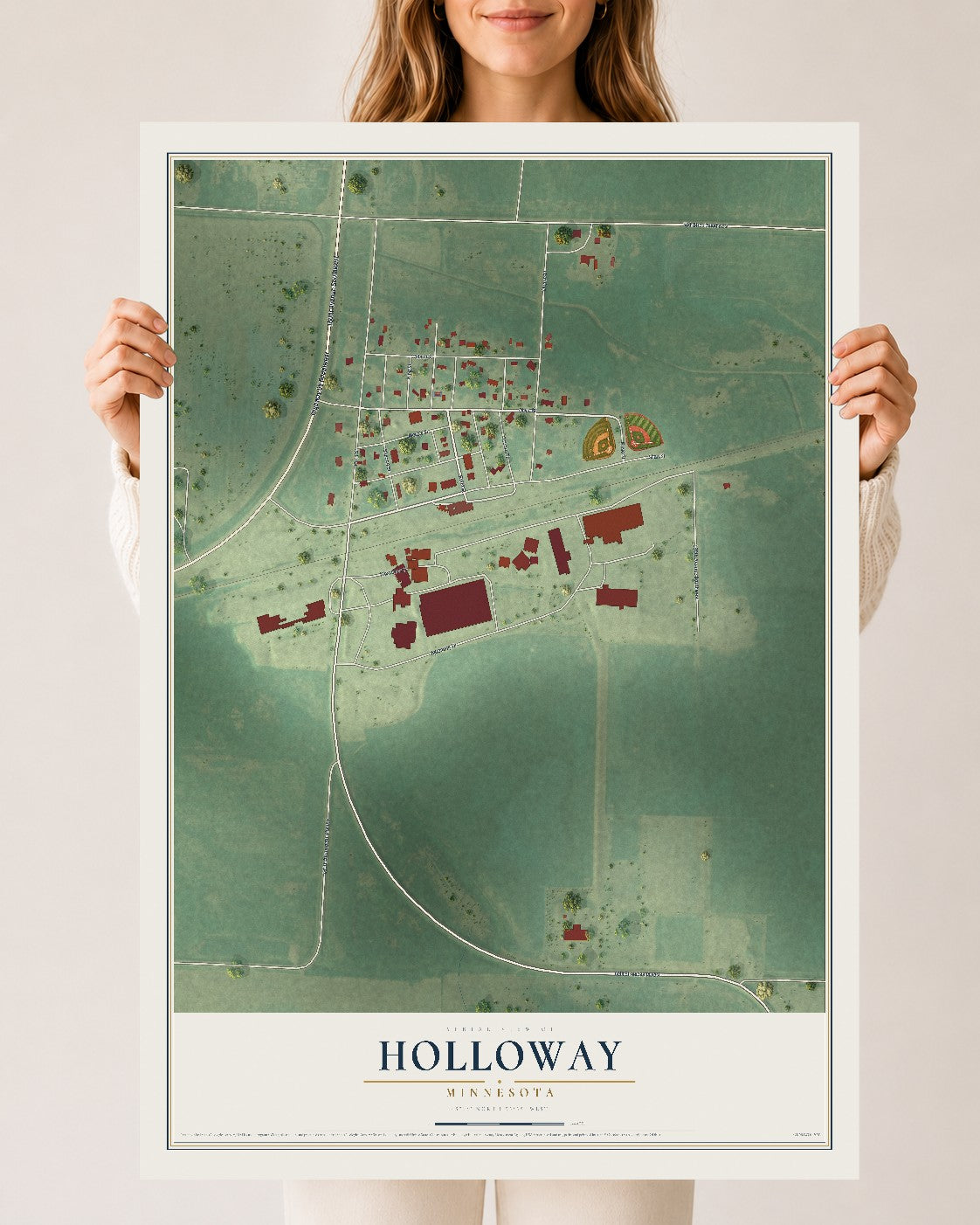 Map of Holloway, Minnesota, 24 x 36 inch unframed archival matte print