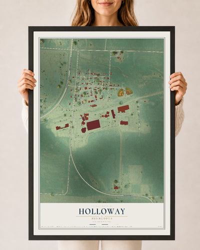 Map of Holloway, Minnesota, 24 x 36 inch print in a black wood frame